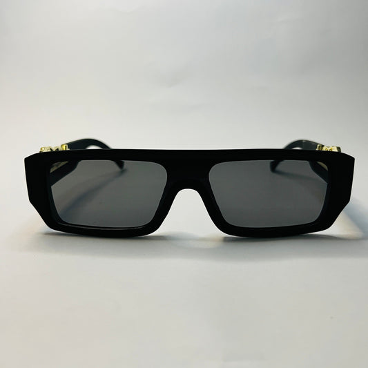 Gold Panther Rimless Geometric Sunglasses
