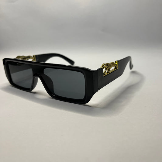 Bold Panther Square Sunglasses – Black & Gold