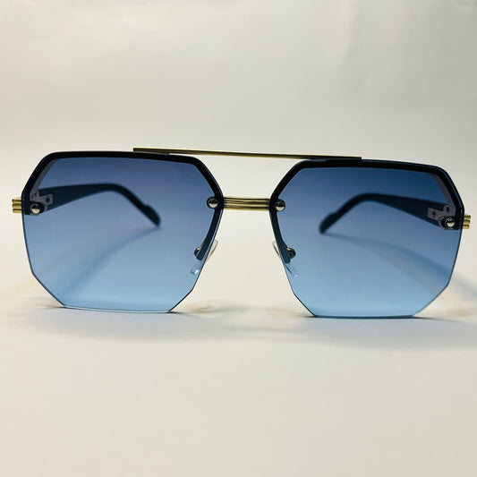 Geometric Gradient Blue Rimless Sunglasses