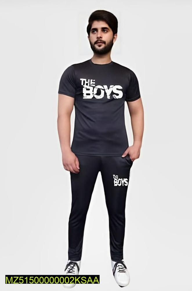 2pcs Men’s Micro Printed Track Suit