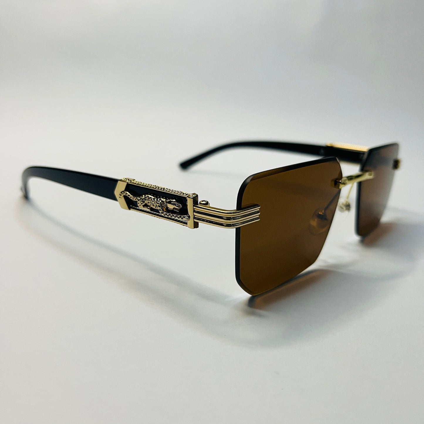 Panther Motif Rimless Sunglasses