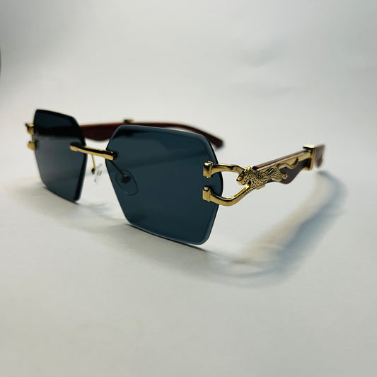 Panther Geometric Rimless Sunglasses