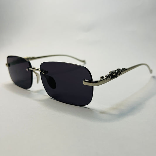 Elite Silver Rimless Panther Sunglasses