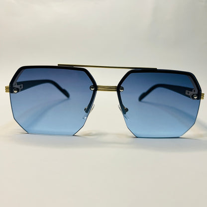 Geometric Gradient Blue Rimless Sunglasses