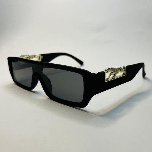 Gold Panther Rimless Geometric Sunglasses