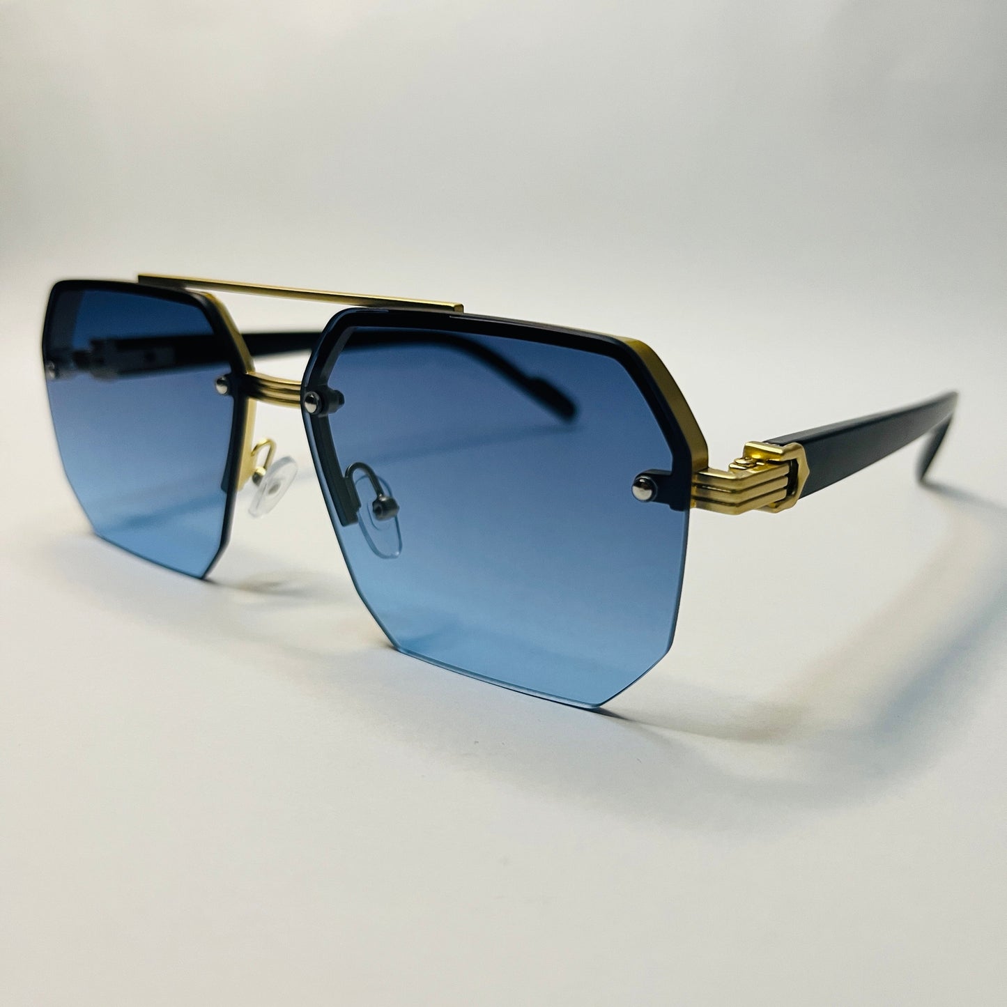 Geometric Gradient Blue Rimless Sunglasses
