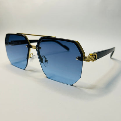 Geometric Gradient Blue Rimless Sunglasses