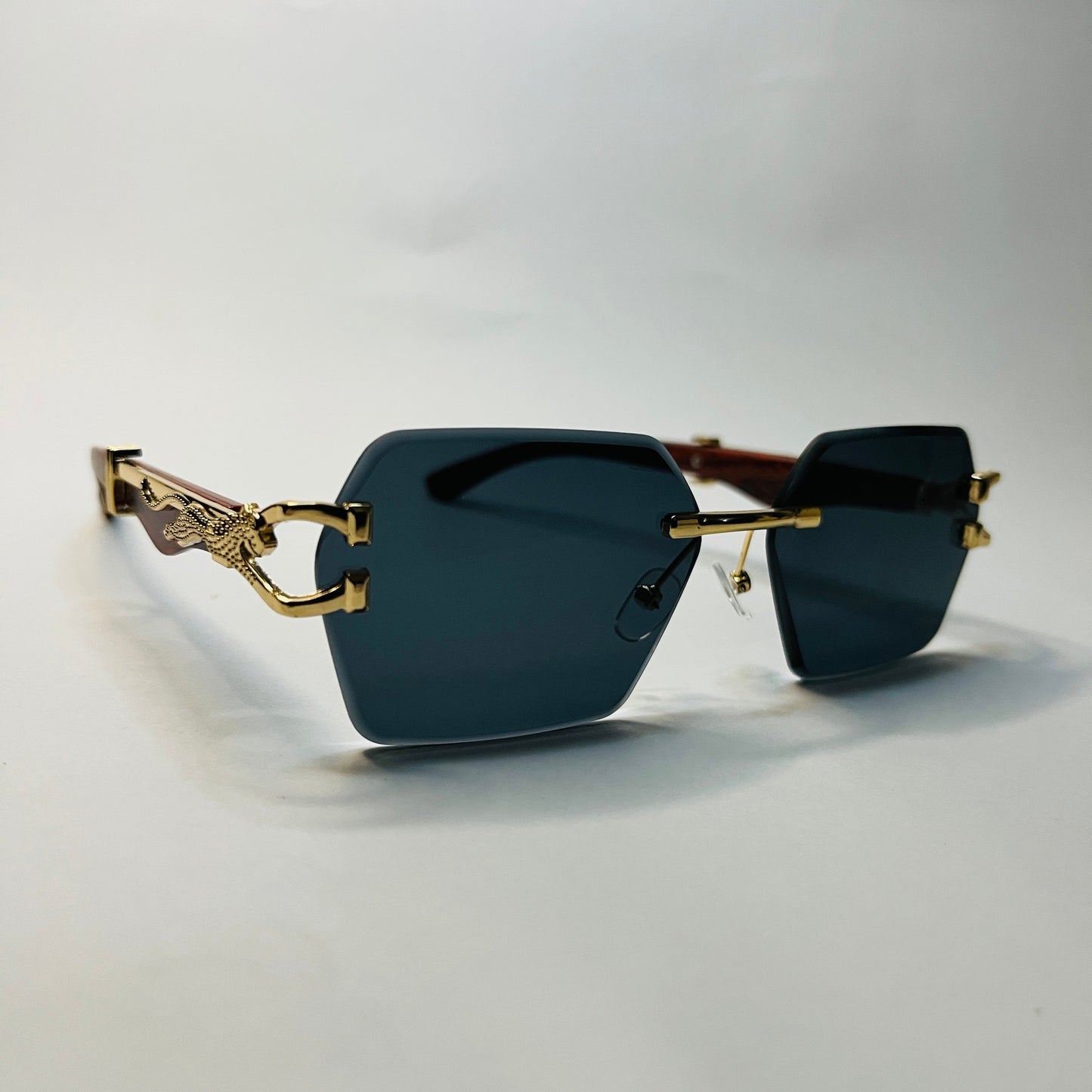 Panther Geometric Rimless Sunglasses
