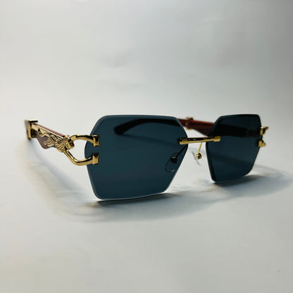 Panther Geometric Rimless Sunglasses