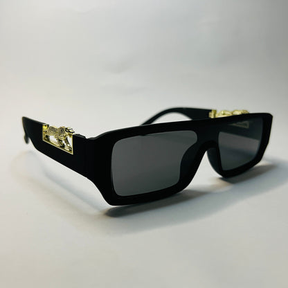 Gold Panther Rimless Geometric Sunglasses