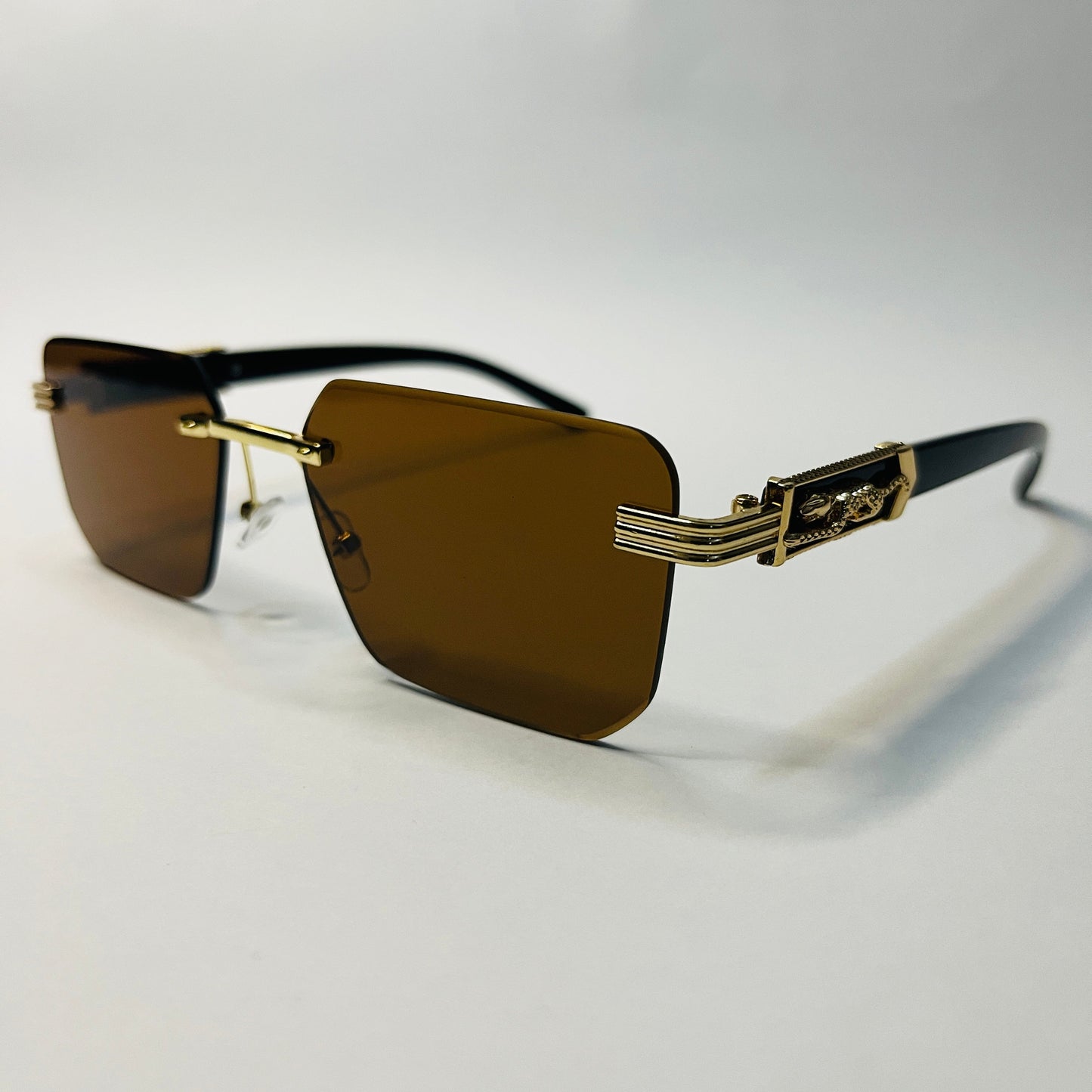 Panther Motif Rimless Sunglasses