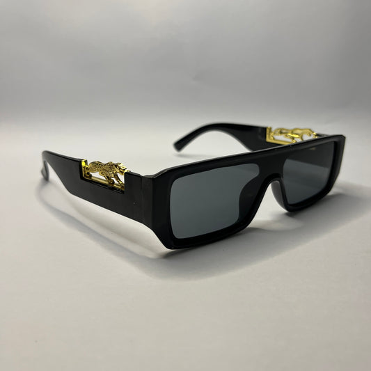 Bold Panther Square Sunglasses – Black & Gold